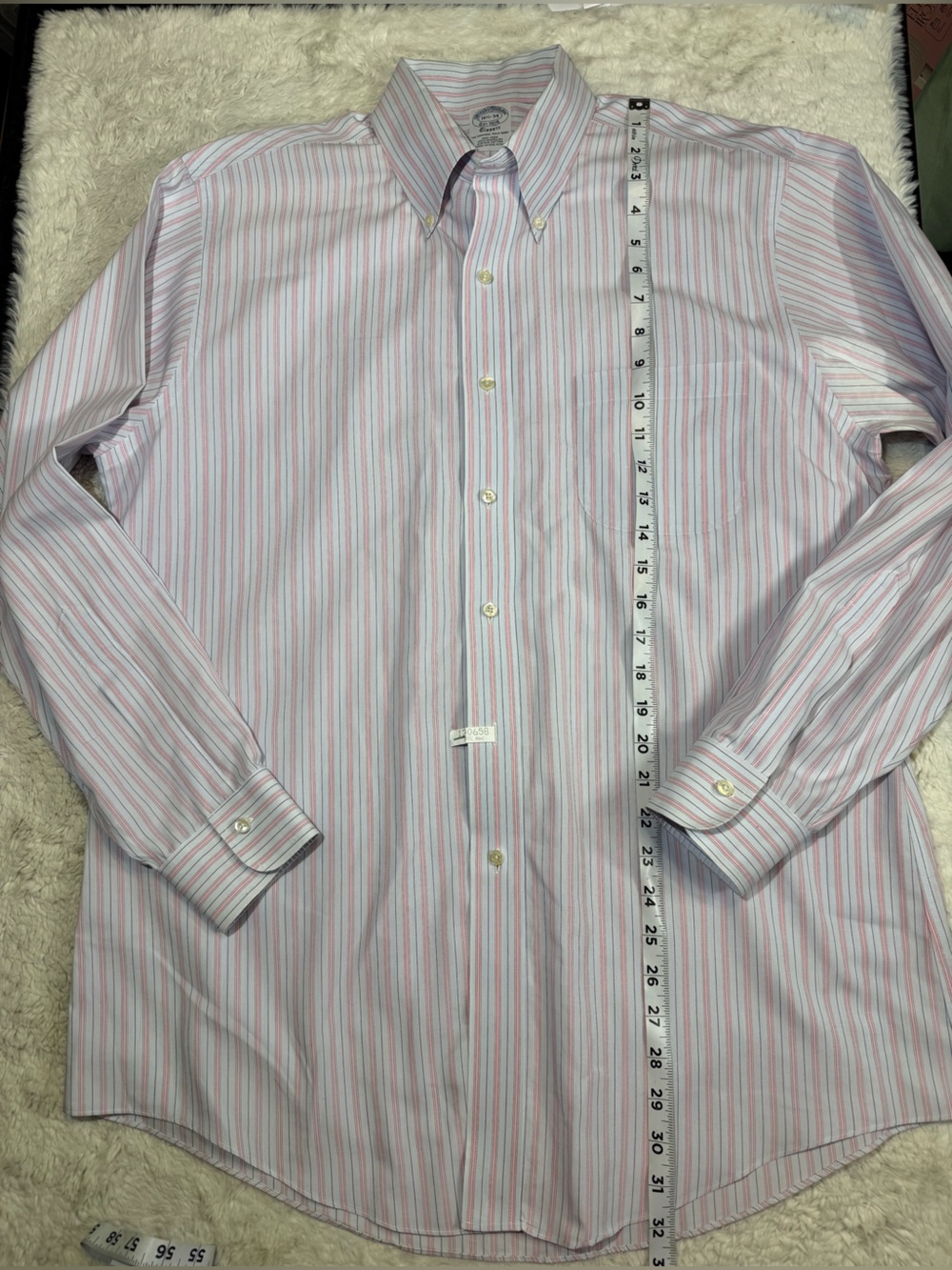 Brooks Brothers Classic The Original Polo size 16 1/2-34 blue & pink striped - Picture 5 of 6